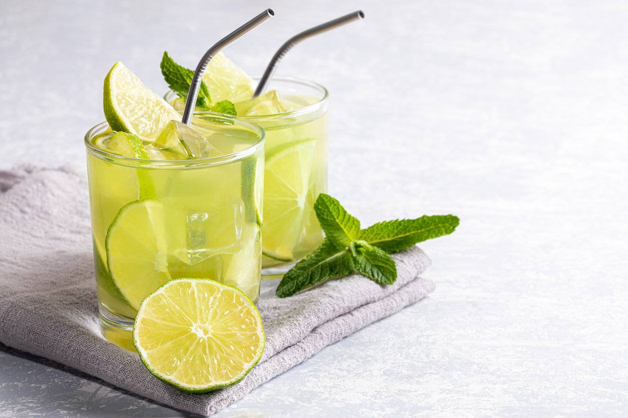 Shaken Iced Green Mojito in Glass