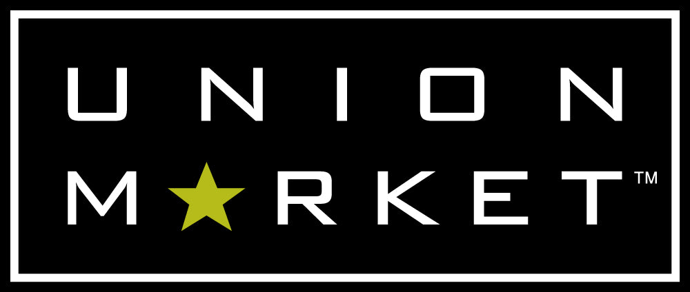 White 'Union Market' text with a green star on black background.