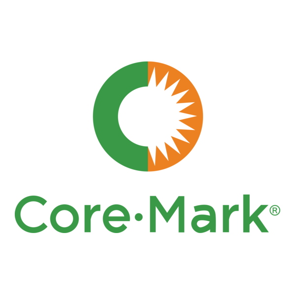 Green and orange circle with white center, 'Core-Mark' below in green text.