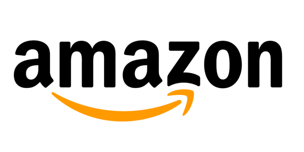 Black text 'amazon' with an orange arrow beneath.