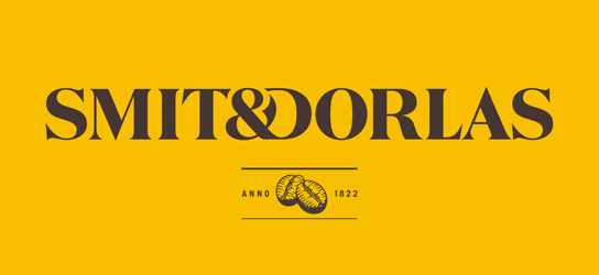 Yellow background with brown text: SMIT & DORLAS ANNO 1822.